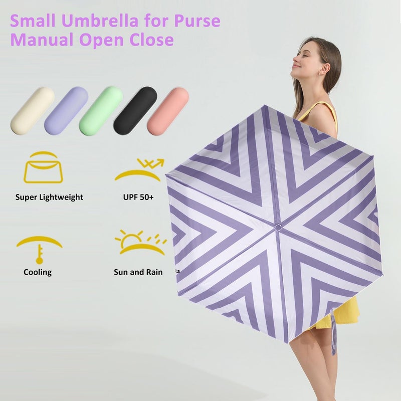 BAODINI Travel Essentials Mini Umbrella for Purse With Case Small Compact UV Sun Protection Lightweight Tiny Pocket Manual Open Close Umbrella for Women Kids and Men Fits Purse Backpack - Image 2